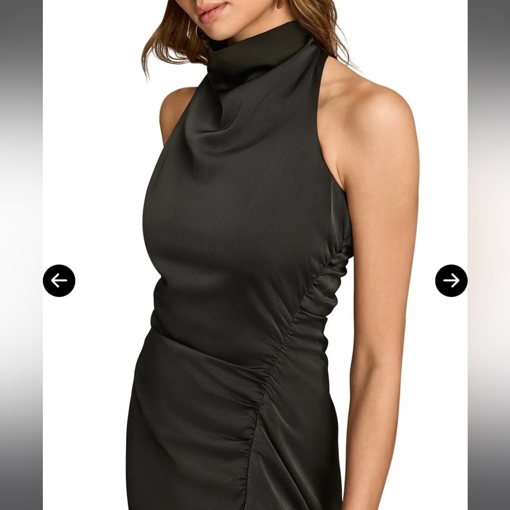 Donna Karan New York midi side slit high neck dress 2